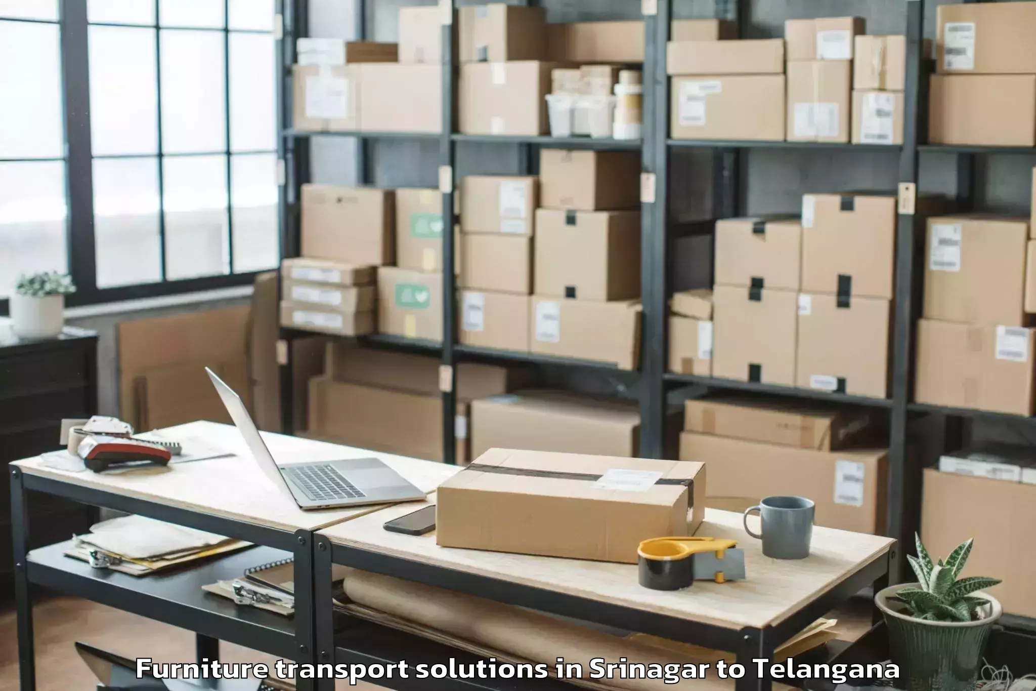 Quality Srinagar to Mulugu Furniture Transport Solutions